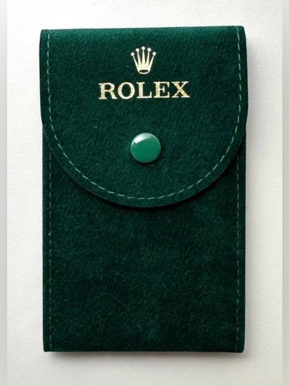 Rolex Dark Green Velvet Service Case With Gold Logo